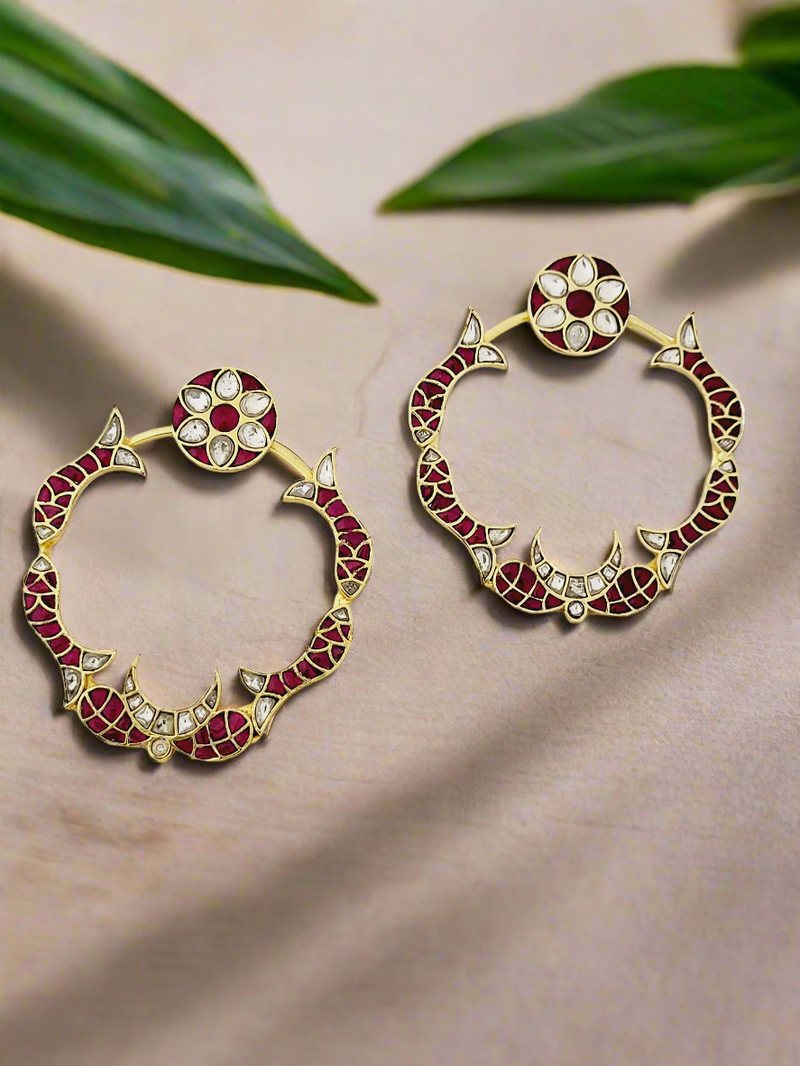 Pachi Kundan Colored Stone Hoop Earrings