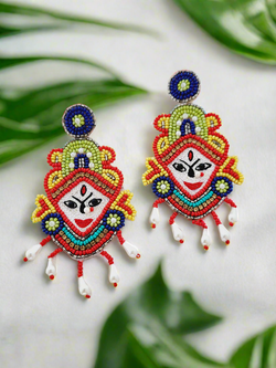 Handcrafted Durga Maa Beaded Earrings