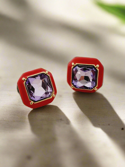 Artisan Color Stone & Enamel Stud Earrings