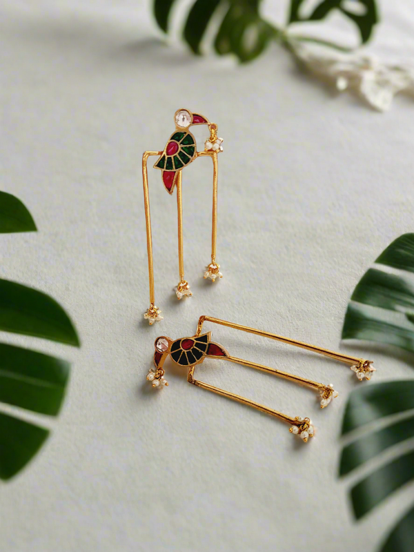 Pachi Kundan Gold-Plated Bird motifs Earrings