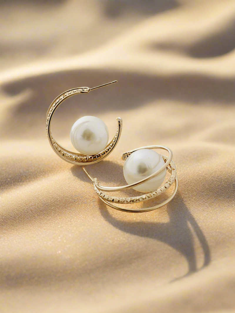 Modern Pearl & Layered Hoop Earrings