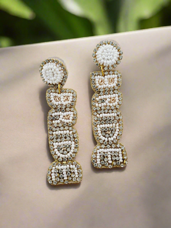 "Bride" Beaded Drop Earrings