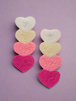 Stacked Heart Beaded Earrings