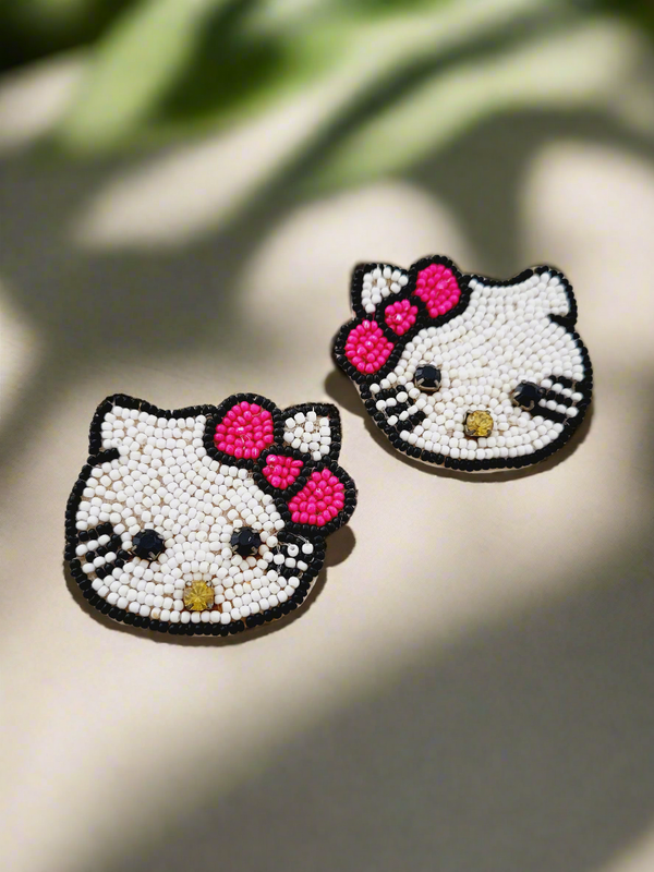 Hello Kitty Beaded Stud Earrings