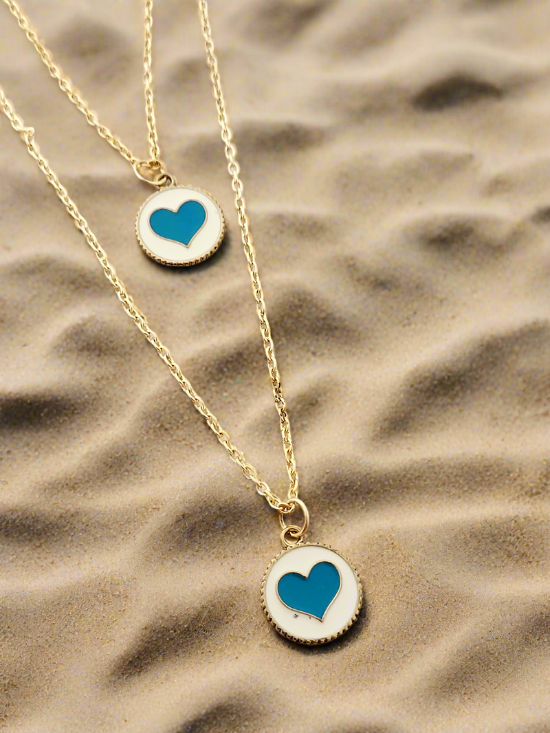 Double layered Heart charm necklace