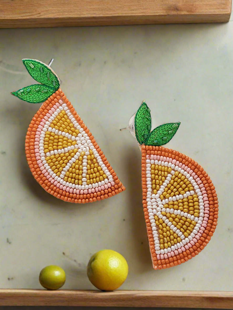 Slice Beaded Dangle Earrings