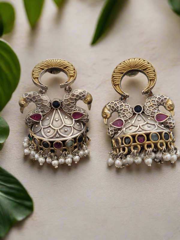 Peacock motif Jhumkha earrings