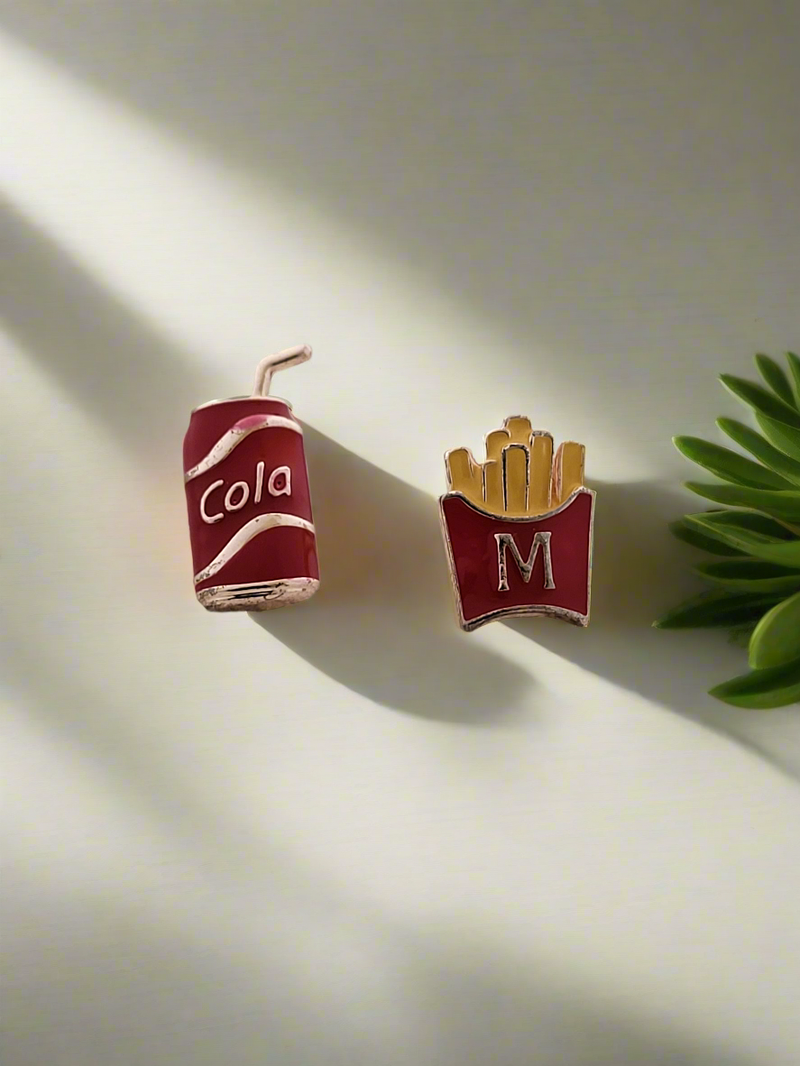 Cola and Fries Mismatched Stud Earrings.