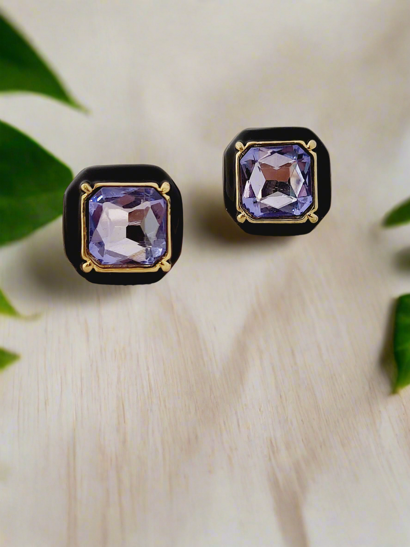 Artisan Color Stone & Enamel Stud Earrings