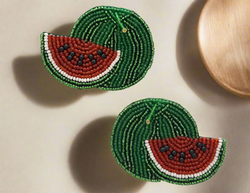 Watermelon Slice Beaded Earrings