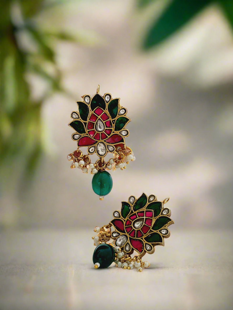 Lotus Kundan Earrings