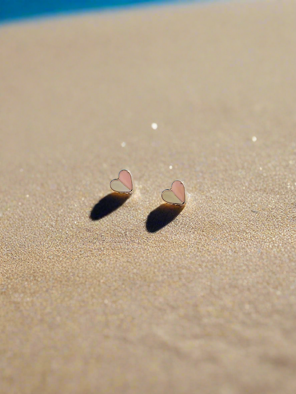 Two-Tone Enamelled Heart Mini studs