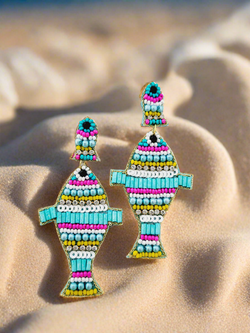 Fish Beaded Drop Earrings