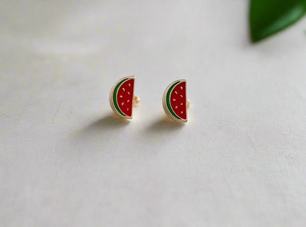 Watermelon Slice Mini Stud Earrings