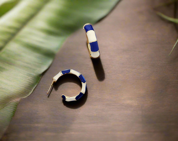 Chunky Two-Tone Enamel hoops earrings