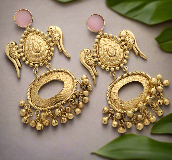 Gold-Toned Parrot Dangle Earrings.