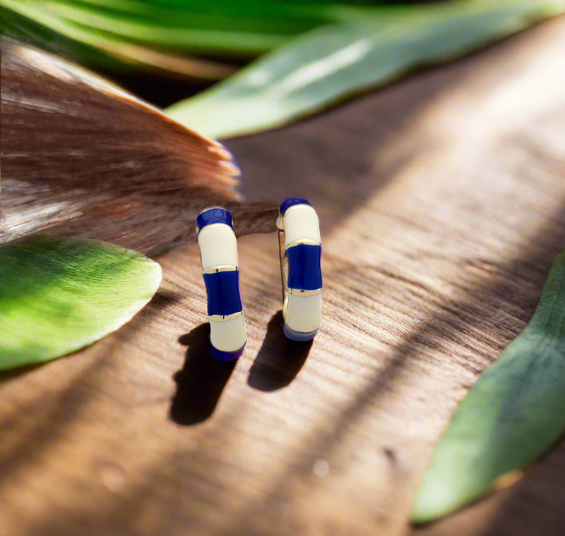 Chunky Two-Tone Enamel hoops earrings