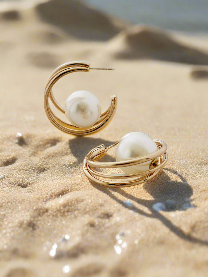 Modern Pearl & Layered Hoop Earrings