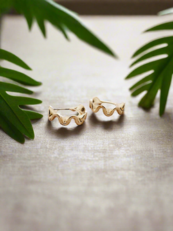 Wavy Gold-Tone Hoop Earrings