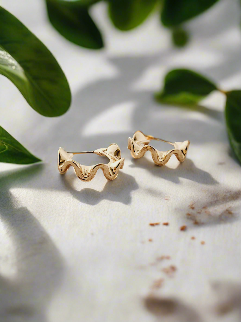 Wavy Gold-Tone Hoop Earrings