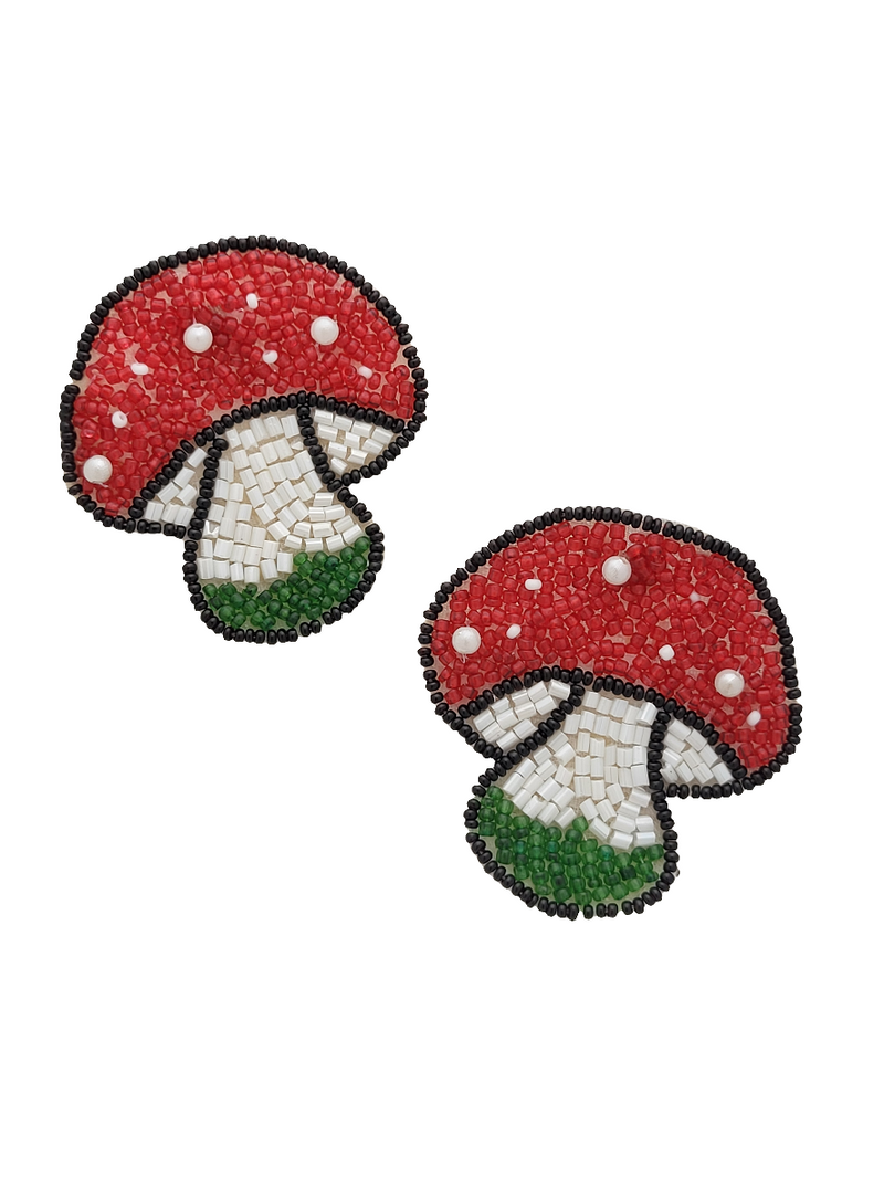 Mushroom Beaded Earrings