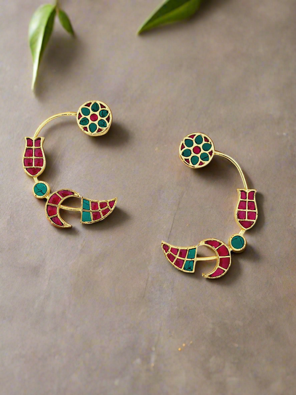 Polki-Style Crescent Earrings