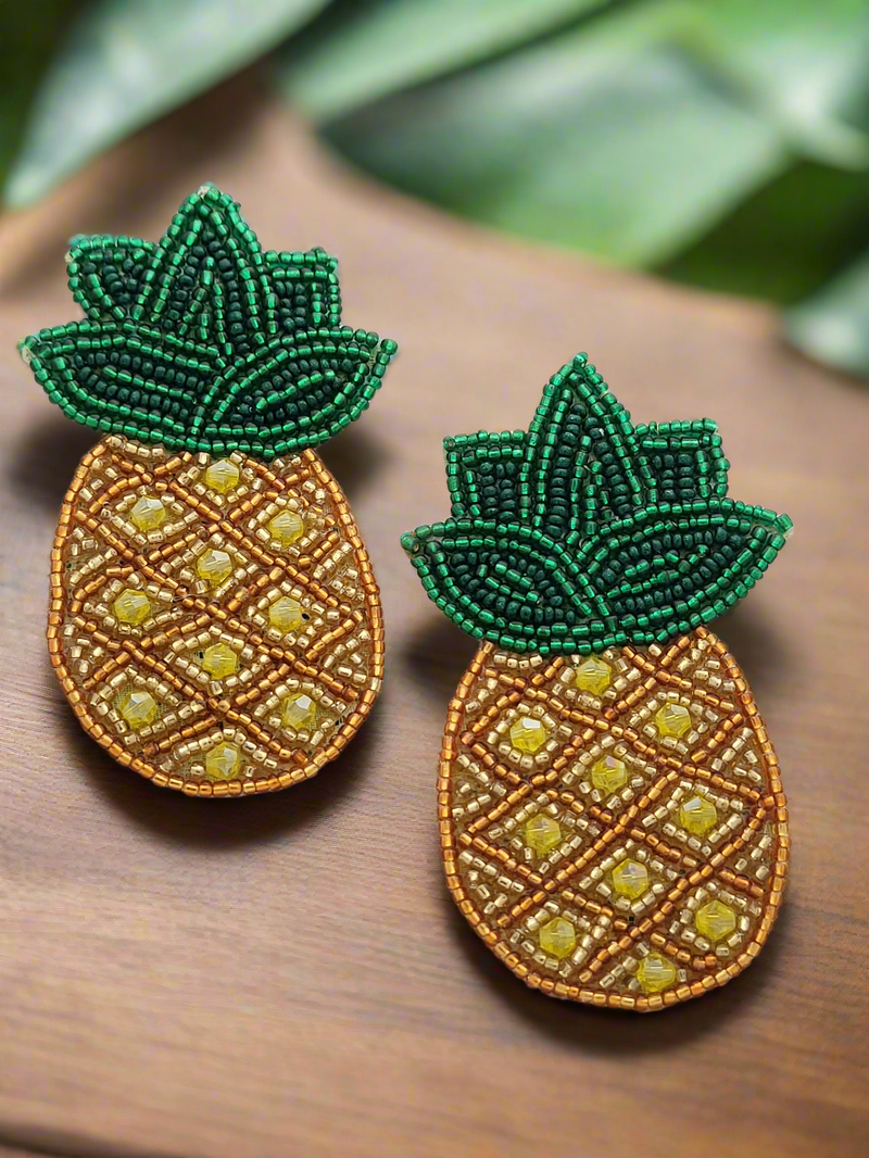 Pineapple Beaded Earrings