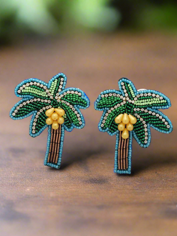 Palm Tree Beaded Earrings