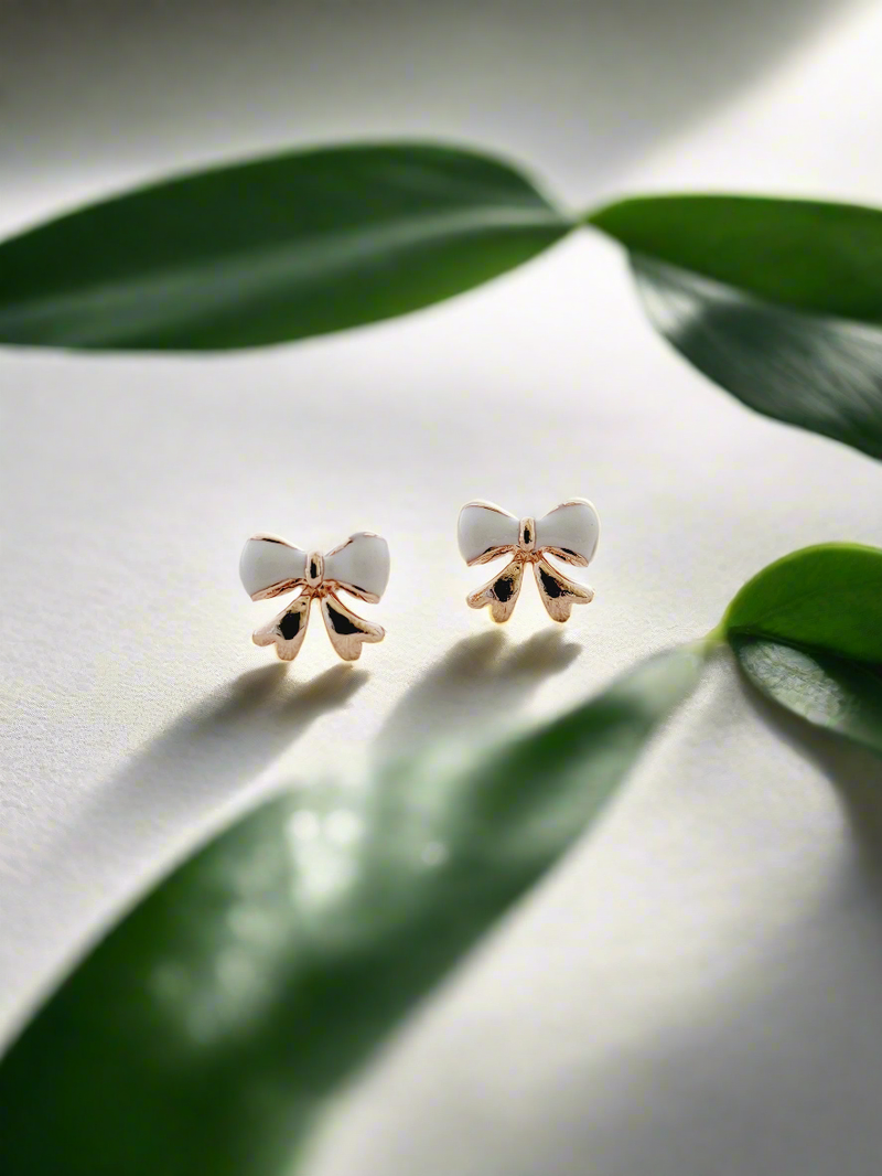 Delicate Enamelled Mini Bow studs