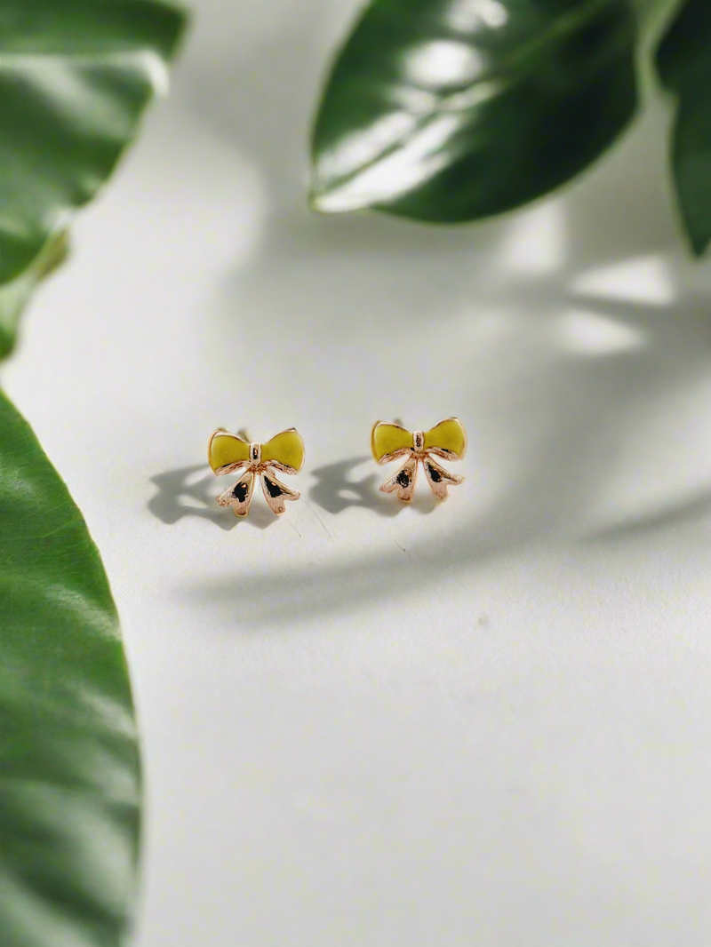 Delicate Enamelled Mini Bow studs