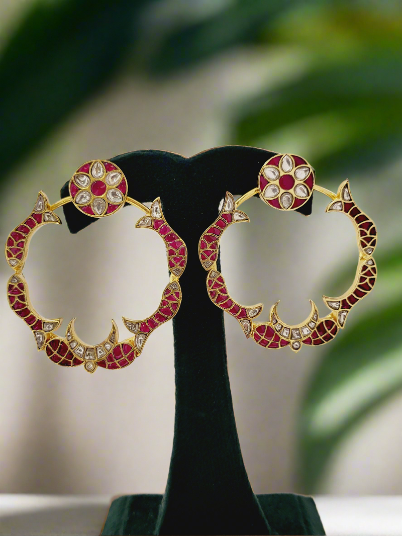 Pachi Kundan Colored Stone Hoop Earrings