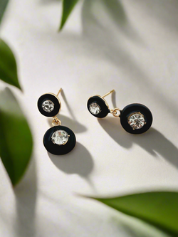 Enamel & Crystal Drop Earrings