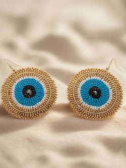 Evil Eye Beaded Circle Earrings