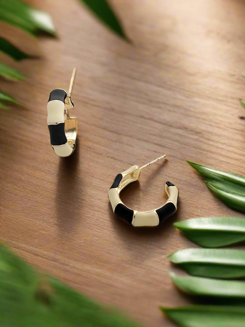 Chunky Two-Tone Enamel hoops earrings