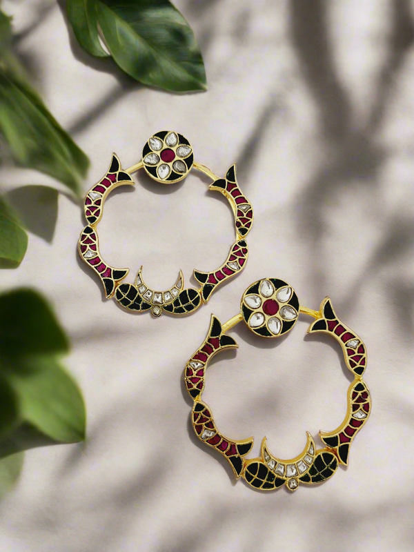 Pachi Kundan Colored Stone Hoop Earrings