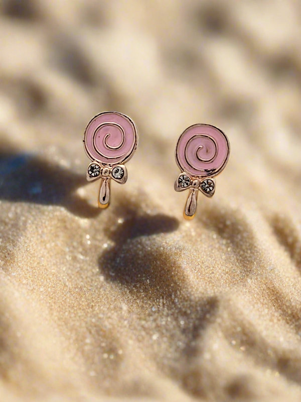 Pink lollipop mini stud earrings