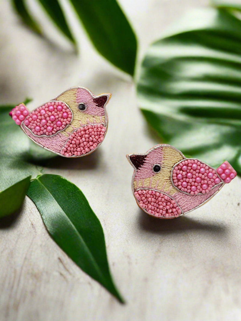 Chiraiya Bird Design Embroidery Earrings.