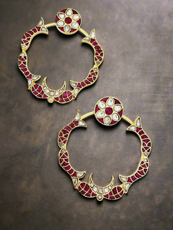 Pachi Kundan Colored Stone Hoop Earrings