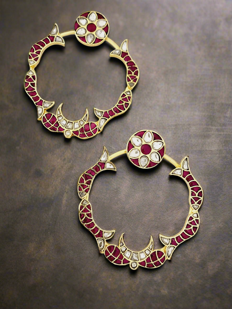 Pachi Kundan Colored Stone Hoop Earrings