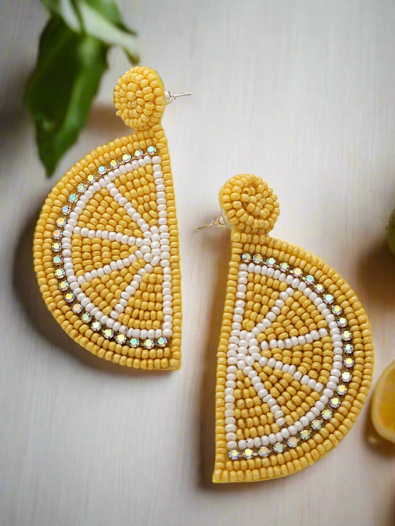 Slice Beaded Dangle Earrings