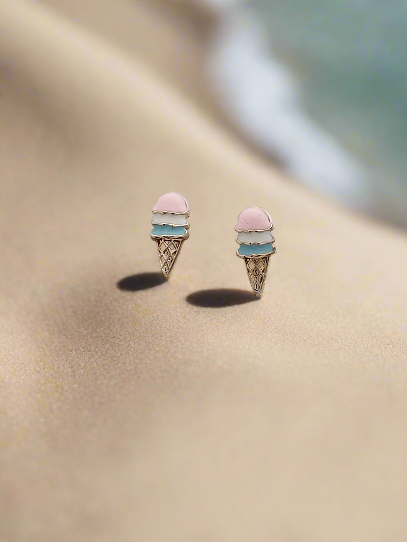 Enamelled Ice Cream cone mini studs