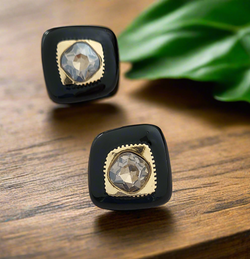 Black enamel studs