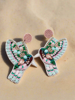 Hummingbird Beaded Drop Earrings