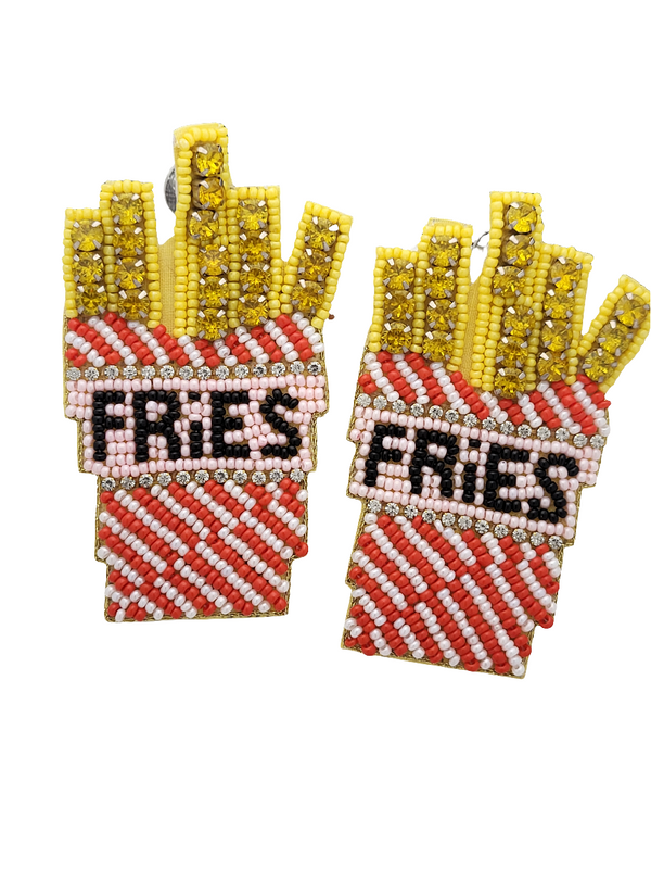 "FRIES" Beaded French Fries Earrings