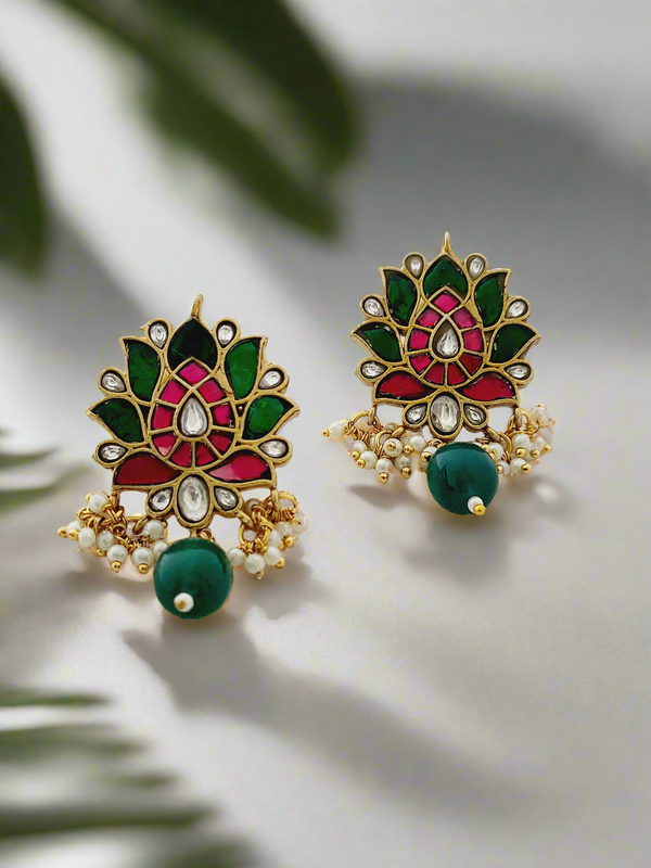 Lotus Kundan Earrings