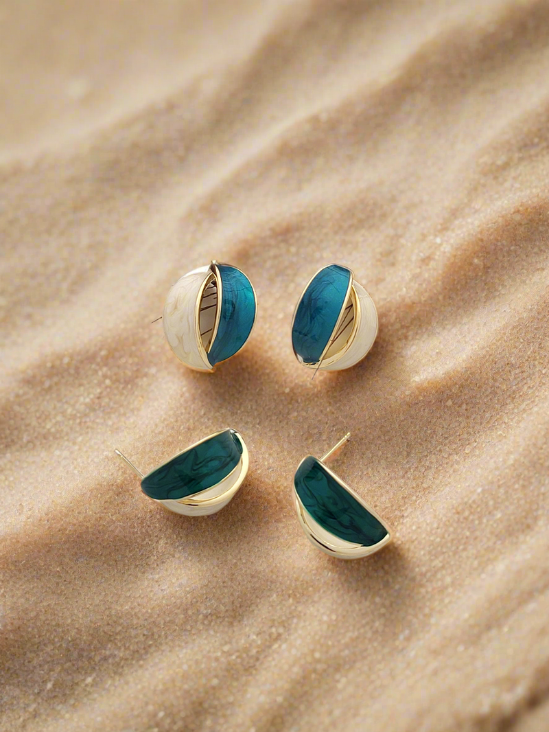 Elegant Dual-Tone Enamel Stud Earrings