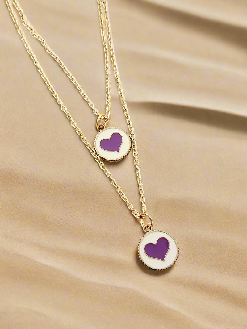 Double layered Heart charm necklace