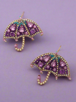 Umbrella Beaded and Embellished Earrings