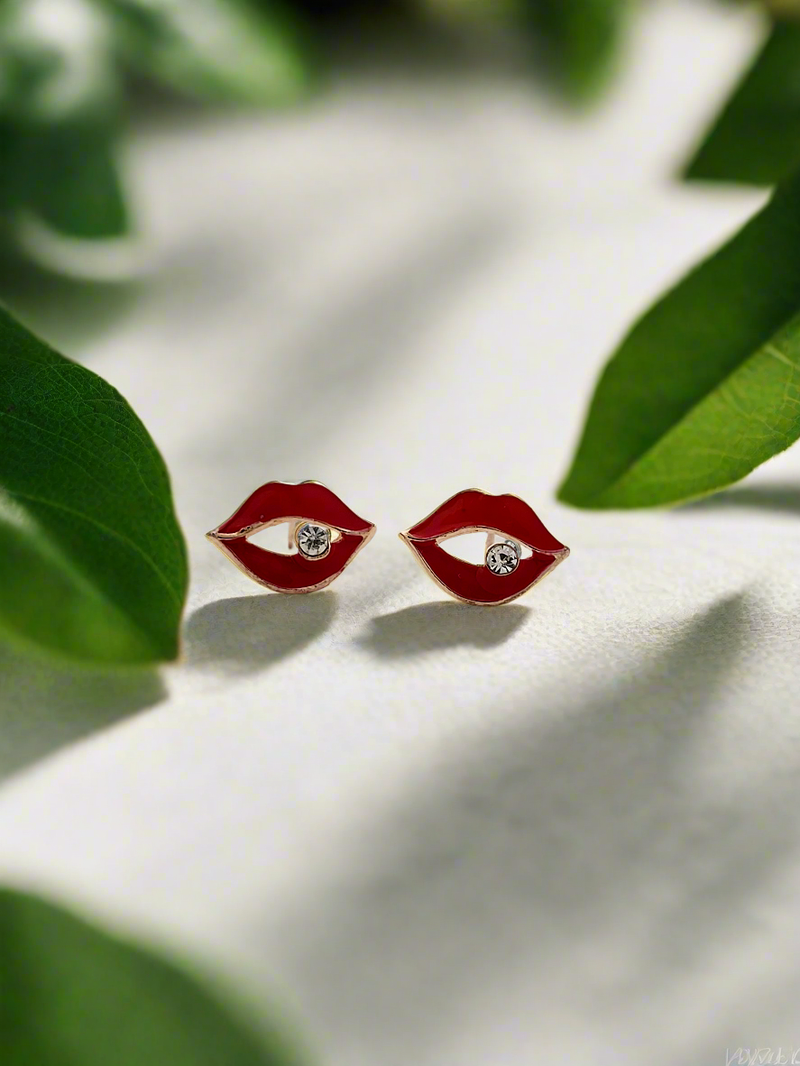 Red Lips Mini Stud Earrings