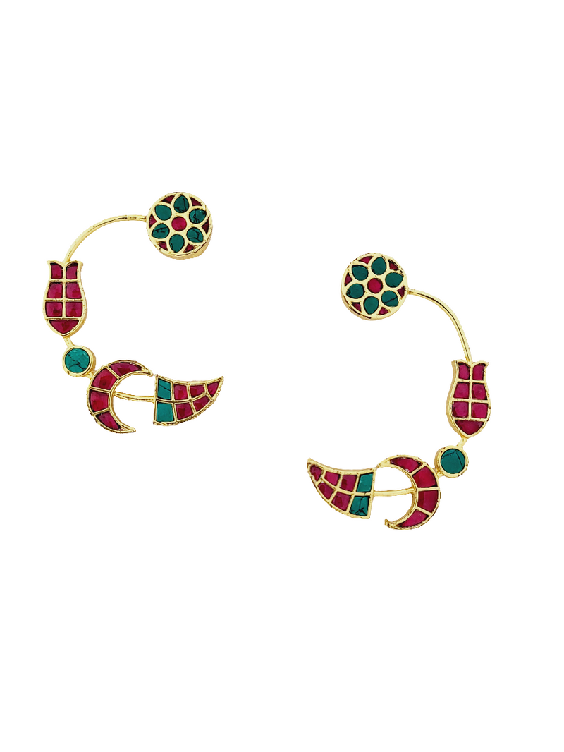 Polki-Style Crescent Earrings